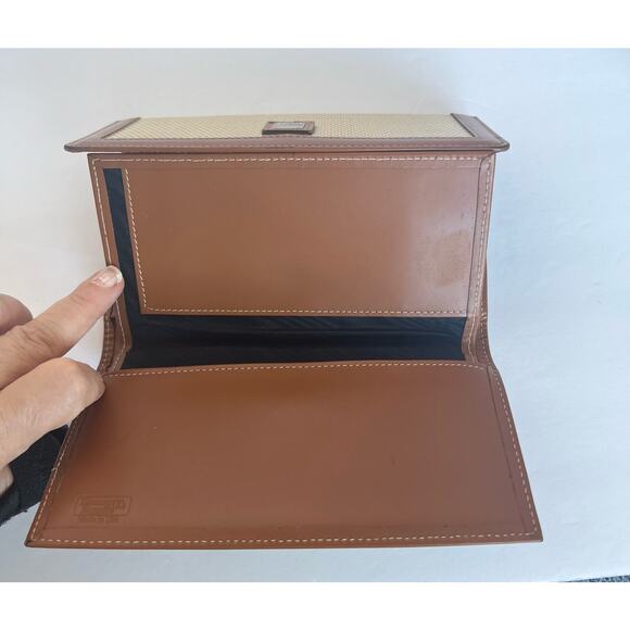 Vintage Dooney and Bourke Beige and Brown Leather Bifold Checkbook Over Flap - Picture 9 of 15